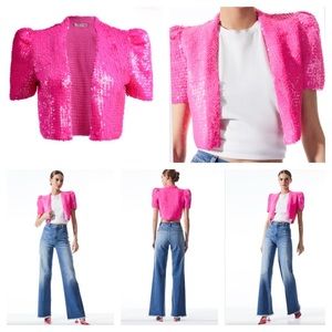 Alice + Olivia ‘Sherryl Sequin Jacket’ in French Rose size S